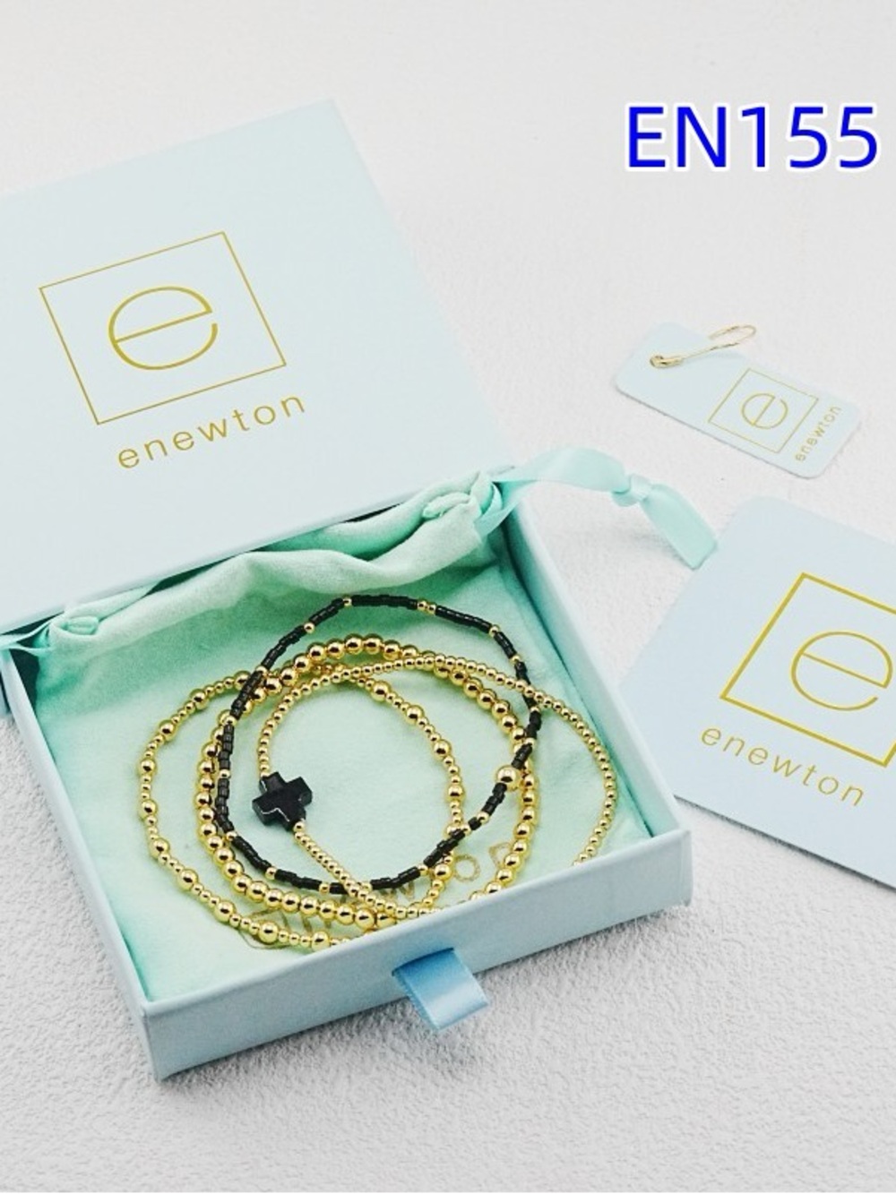 Newton Gold and Black Layered Beaded Bracelet Set